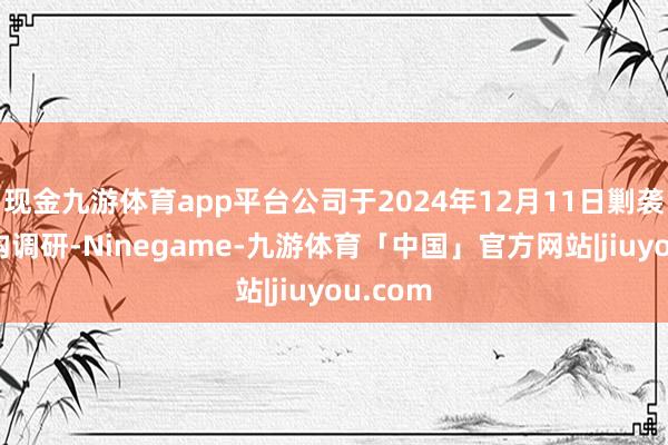 现金九游体育app平台公司于2024年12月11日剿袭1家机构调研-Ninegame-九游体育「中国」官方网站|jiuyou.com